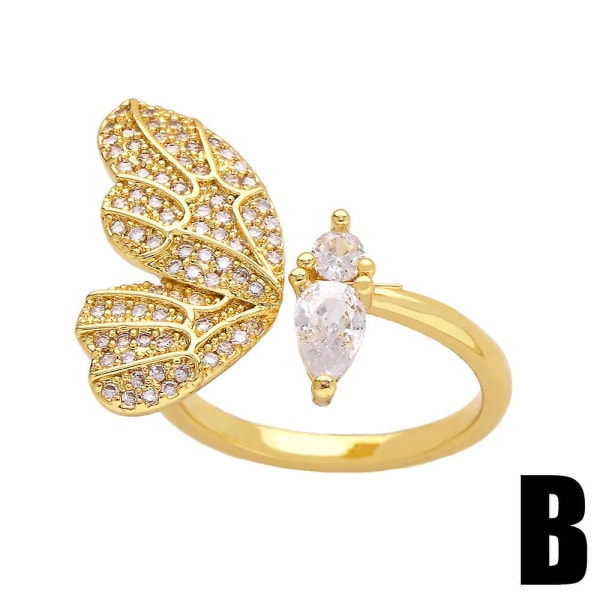Ring Vintage Zircon Butterfly Fashion smykker Ac10504 B