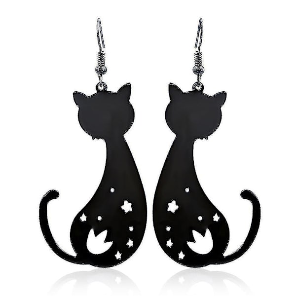 øreringe Glossy Surface Hollow Kitten Black Metal Eardrops For Party