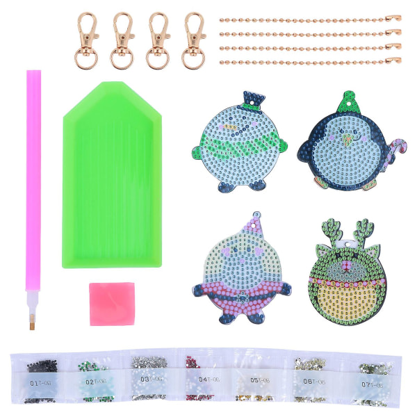 4st Full Drill Christmas Diy Nyckelring Harts Rhinestone Arts Crafts Barngåva