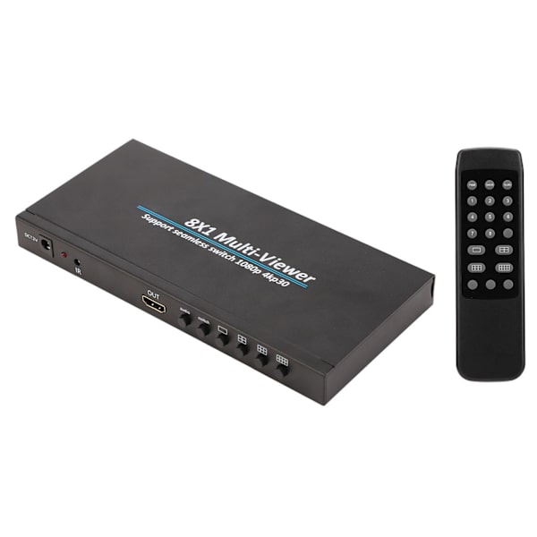 8x1 HD Multimedia Interface Skjermsplitter Multi Viewer Divider for Gaming Sikkerhetsovervåking 110-240V EU-plugg