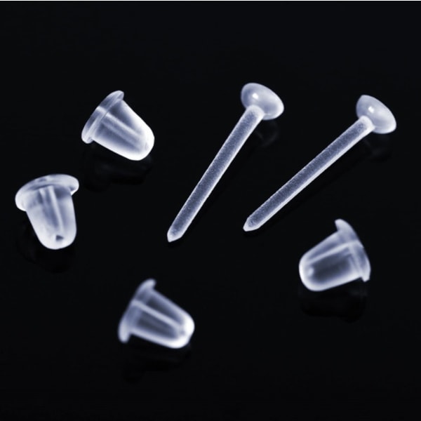 100 stk gennemsigtig øreprop øreringe nål