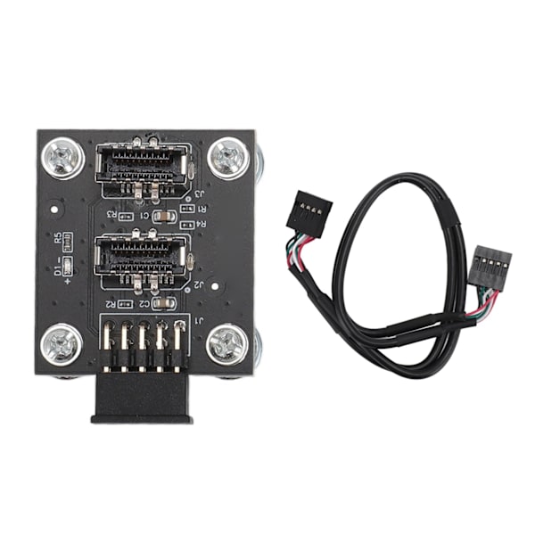 Dobbelt USB 3.1 Frontpanel Key-A Type-E til USB 2.0 9Pin 10Pin Bundkort Header Han Forlængeradapter med Magnetisk Plade