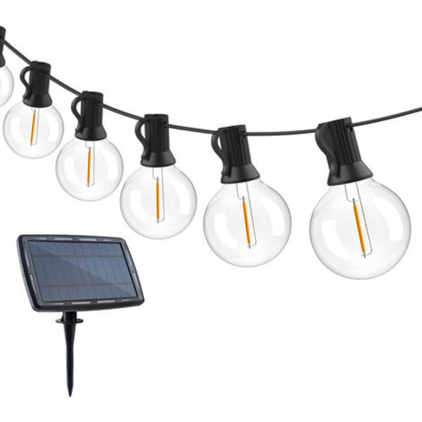 Strängljus utomhus, g40 solslinga, 1200 ma solenergi, 25FT, 15 lampor