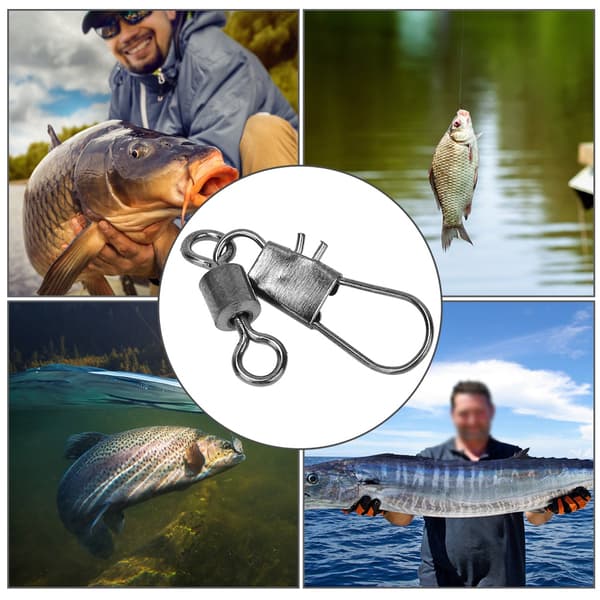 100 st Interlock Snap Kullagersvängbara Rullande Ring Fiskekoppling Båtkrok