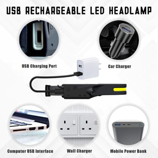 LED Strålkastare USB Uppladdningsbar Vattentät COB XPE Strålkastare