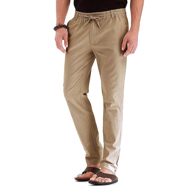 Ensfarvede bukser med elastik i taljen til mænd Dark Coffee S