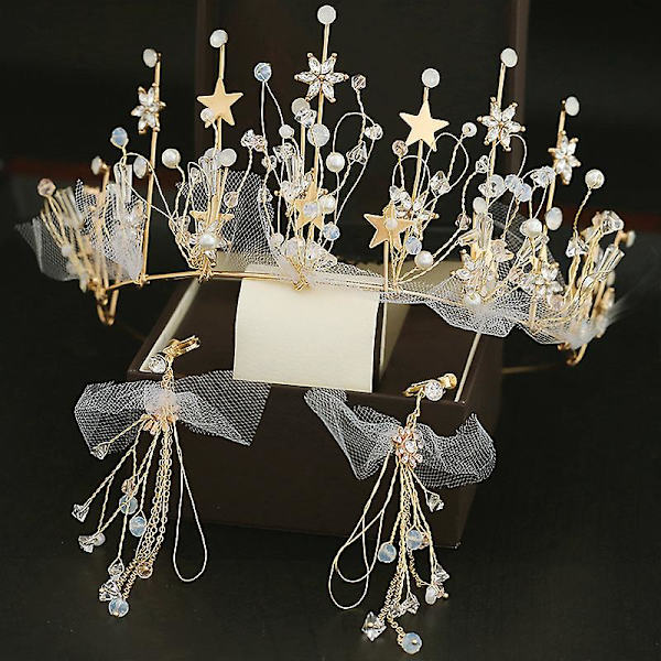 Pearl Crown pandebånd med kvast øreringe Halvcirkulært design Elegant letvægts langvarig til