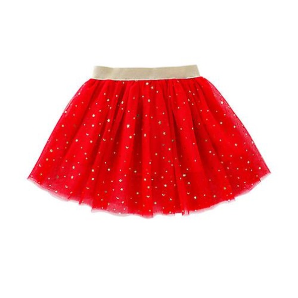 Sommarkjolar för tjejer Bomullsspets Prinsessan Minikjolar Stjärnor Glitter Dans Balett Tutu Mode Paljetter Barnkläder red 120CM 4Y