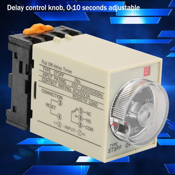 ST3PF AC 220V Base 0-30s Strømningsavstengningsforsinkelsestimer Reléknot Kontroll Timer Relé