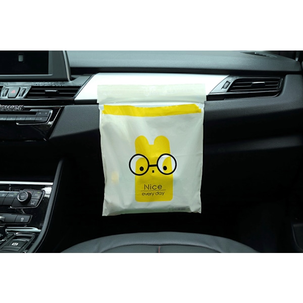 Kertakäyttöinen auton roskapussi, helppo kiinnittää, vedenpitävä oksennuspussi, keittiön säilytyspussi, kestävä (15 kpl / pakkaus, keltainen)