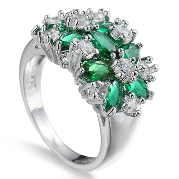 Dammode 925 Sterling Silver Pläterad Rhinestone Bröllop Knuckle Finger Ring 6