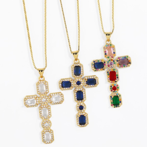 Kaulakoru Vintage Zircon Cross Muotikorut Ac8835 white