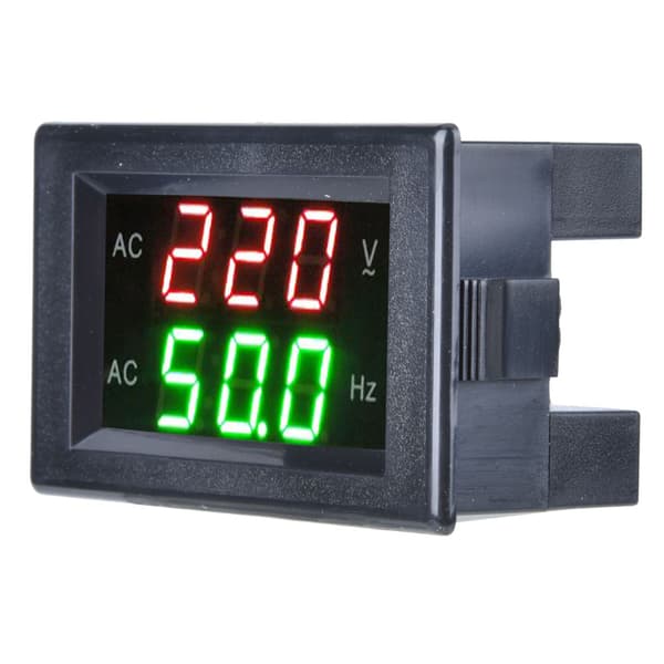 Dual Display LED Digital AC Voltmeter Frekvensmåler Tester Sort