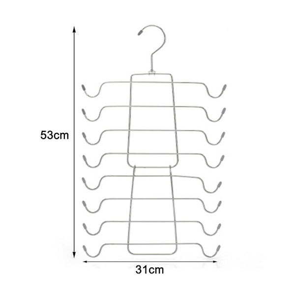 Piao Tank Tops Bøjle Metal Folde Pladsbesparende Bøjle Skab Organizer Til Tank Tops, Cami, BH'er, Badedragter, Bælter, Slips Grey