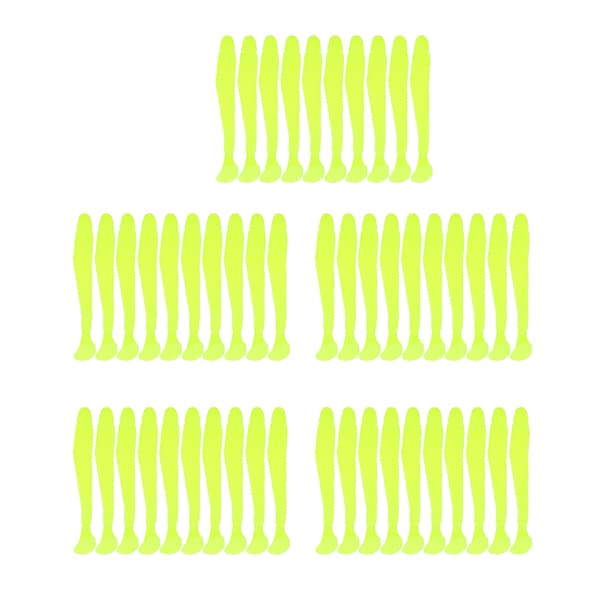 50 stk. 5 cm bløde plastikfiskelokker Grub Tail Baits Tackle Tilbehør Gul