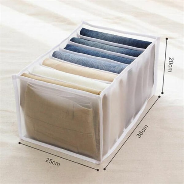 Sæt med 3 Kommode Skuffe Organizer Opbevaringsboks med rum til jeans Skab Tøj Skuffe Mesh Divider Box 7 Grid