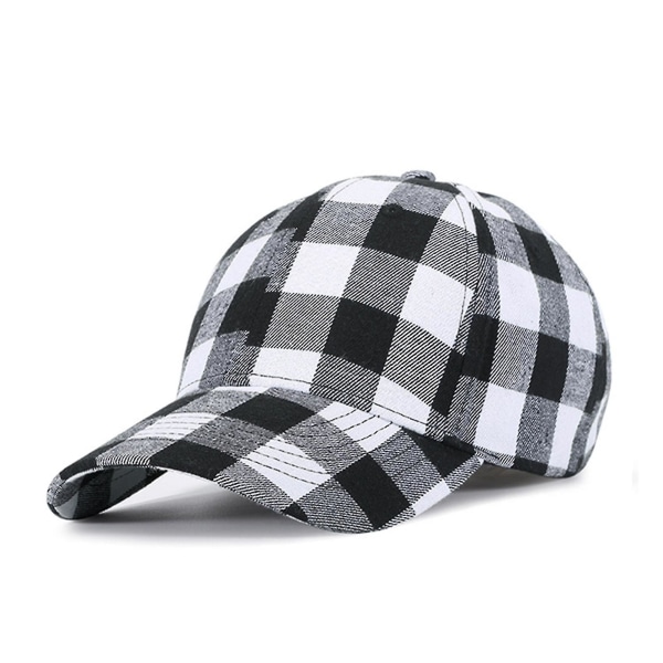 Plaidprint baseballkasket Justerbar blød bomuld Klassisk mode sort og rød ternet K642