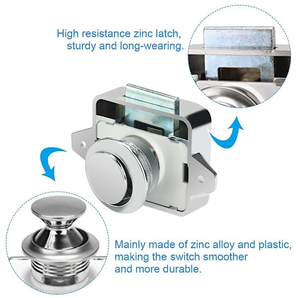 5 Pack Push Button Salpa Oven lukon salpa Avaimeton Kaapin Lukon Salpa Kaapin nupin lukko hevosperävaunuun asuntovaunuun Style 2