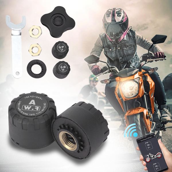 2. Motorcykel Bluetooth TPMS Dæktryksovervågning Ekstern Intern Sensor IP67