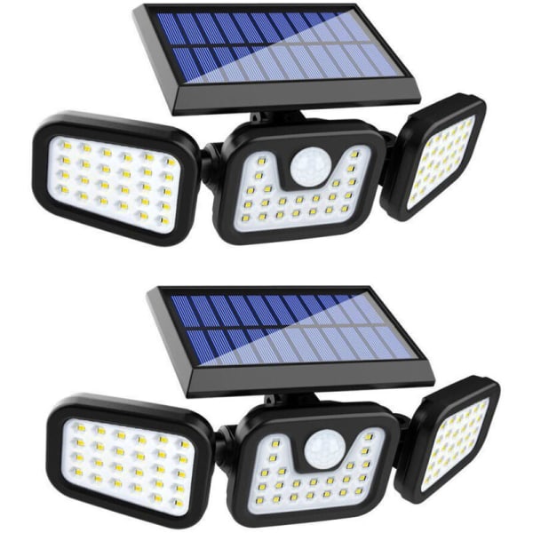 Outdoor Solar Light, (2 kpl pakkaus) 74 LEDiä, IP65 vedenpitävä, 360 laajakulmavalaistus​°, aurinkovalo liiketunnistimella, f