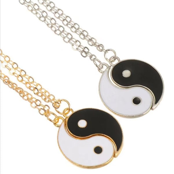 Par matchande hängen Yin Yang halsband länkade trend smycken Goth