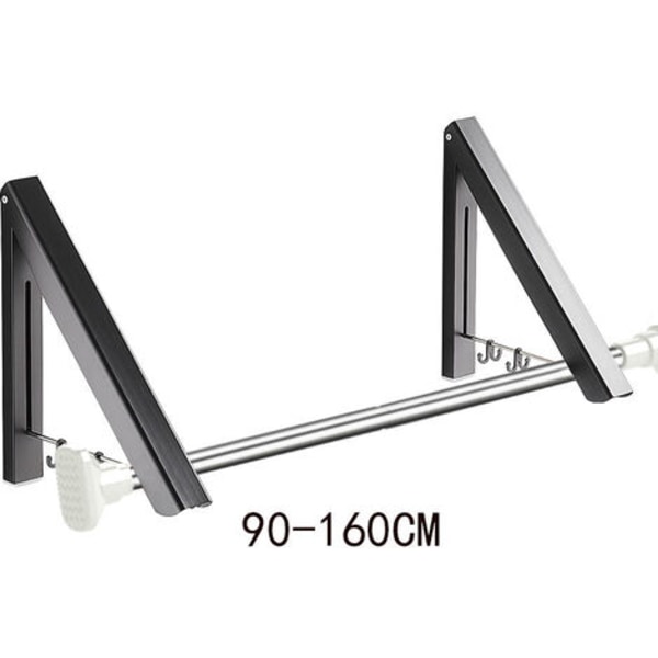 Infällbart klädställ - Väggmonterat hopfällbart klädställ, aluminium, 2 ställ med stång (90-160 cm)