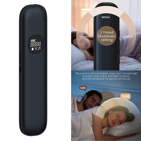 BLD07 Bluetooth-kompatibel Puteputehøyttaler med Benledning for Avslappende Søvn og Enkel Reisebruk Svart Noir