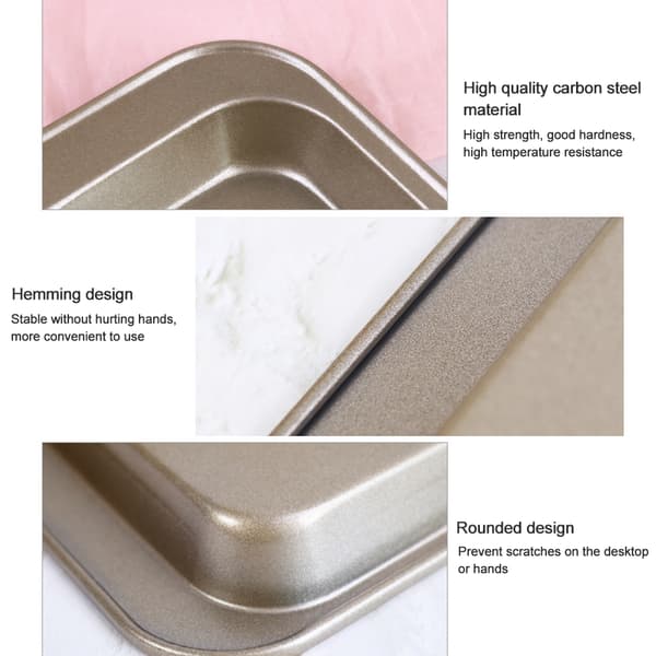 Metallisk Rektangulär Brödform Mångsidig Hållbar Bakplåt DIY Bakverk 24 X 18 cm Guld