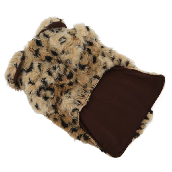 Kæledyrs Leopard Print Kappa Retro Plys Hvalpejakke til Efterår og Vinter