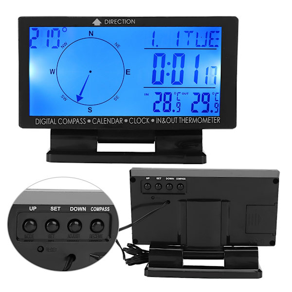 CD60 Multifunktionell Digital Biltermometer med Tid Navigering