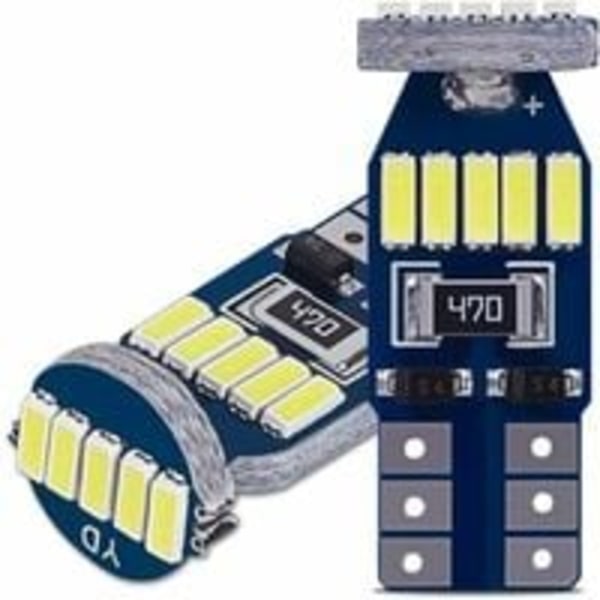 Feilfrie T10 W5W LED-pærer 15stk SMD 4014 Bil LED-lamper 194 168 2825 Hvit 6000K for Interiørlys, Bagasjeromslys, Skiltlys, Posisjonslys