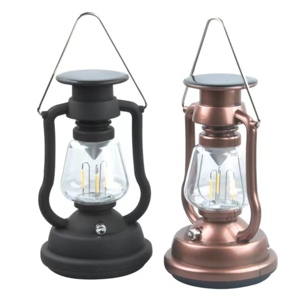 campinglampa, nödlägeslampa för utomhuscamping (brons, solenergi)