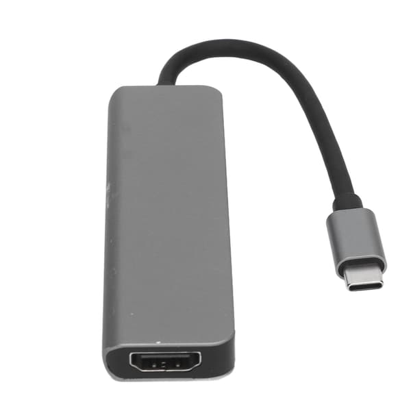 5-i-1 Typ C Hub Typ C till HD Multimedia Interface USB3.0 2 USB2.0 USB C PD Stöd 4K 30Hz Plug and Play USB C Hub Grå