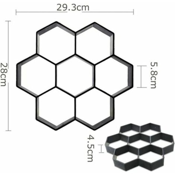 Återanvändbar form för betongbeläggningar, trappsteg, cementsten för trottoar, uppfart, uteplats, trädgård, väg 29,3*28*4,5