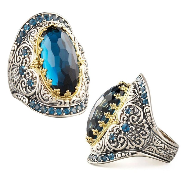 Klassisk snidning Oval Cubic Zircon Lyx Party Man Kvinna Smycken Finger Ring US 8