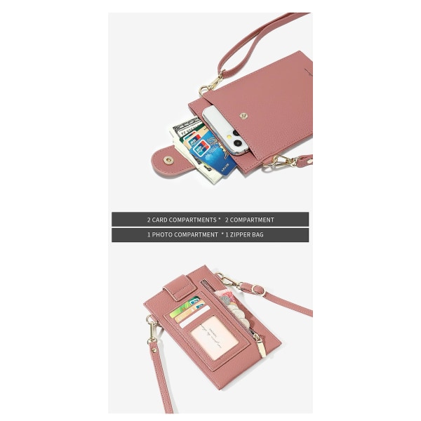 Crossbody mobiltelefontaske til kvinder Lille skulderpung Kortpung Tasketaske A916-1231 Pink 2