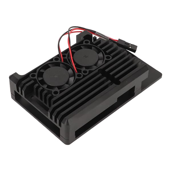 Raspberry Pi 4b Kylfläns i Aluminiumlegering Kylfodral Dubbla Fläktar Värmeavledning