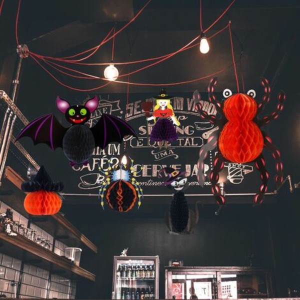 Halloween Ball Honeycomb Pendant Witch Spider Shopping Mall AFAB-iche Ghost Festival Atmosphere Decorative Atmosphere Co