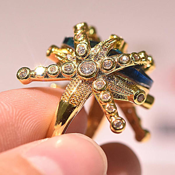 Marine Starfish Faux Topaz upotekoristeinen osapuoli sormus häät morsiamen koruja lahja US 7