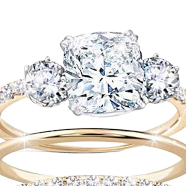 3st/ set Ring Rhinestone Inlay Slitbeständig Legering Kvinnor Finger Band För Bröllop US 6