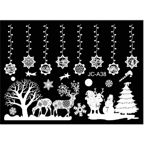 White Snowflake Wall Sticker Christmas Fawn Window Sticker (BJCA38)