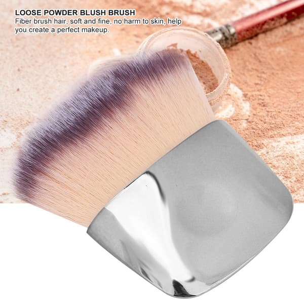 Mini Multifunktionel Bærbar Blød Løs Puder Blush Makeup Børste Sølv