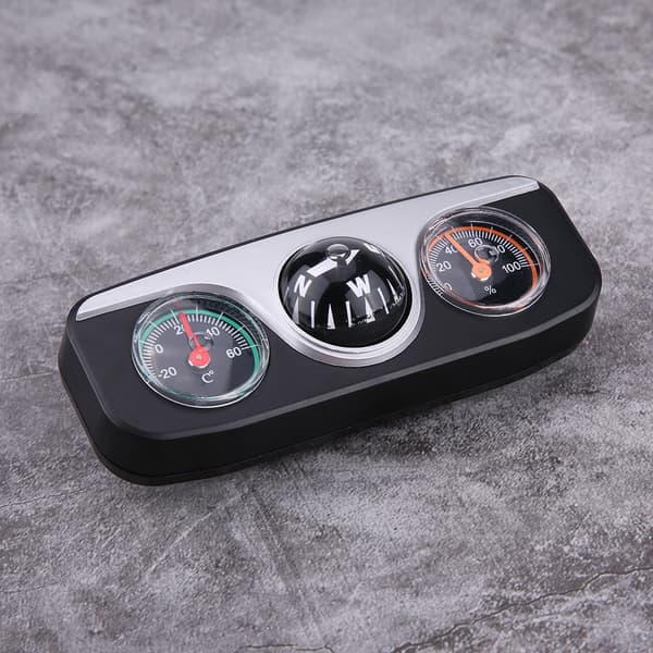 3 i 1 Bil Dashbordfeste Navigasjonskompass Termometer Hygrometer