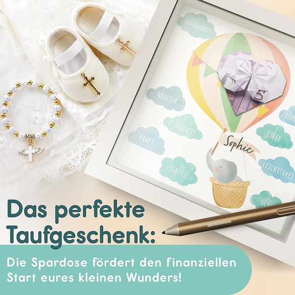 Money Bank Push-pull Design Gennemsigtigt sødt mønster Sparer penge Firkantet Børn Sparegris i træ