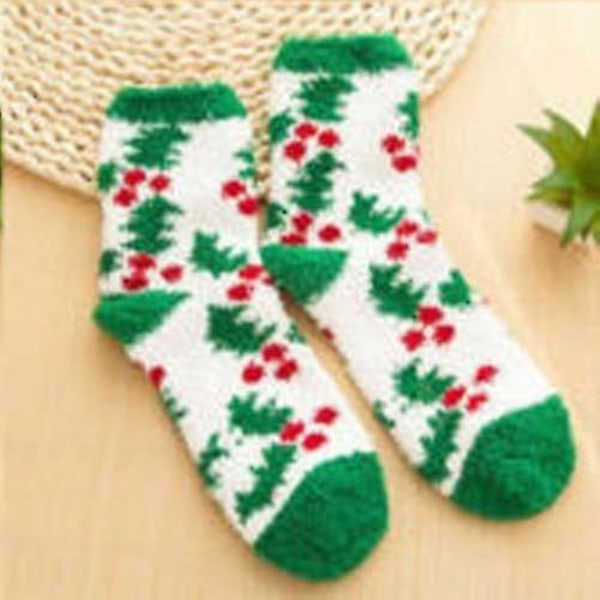 Christmas Lady Soft Fluffy Bed Sovstrumpor Christmas Tree B 2 Pairs