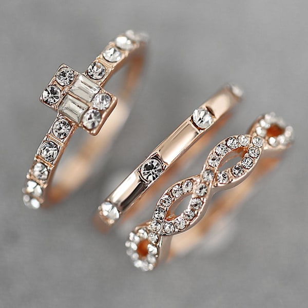 3st/ set Ring Kit Dekorativ Minimalistisk Distinkt Individualitet Finger Ring Set för dagligt bruk US 6