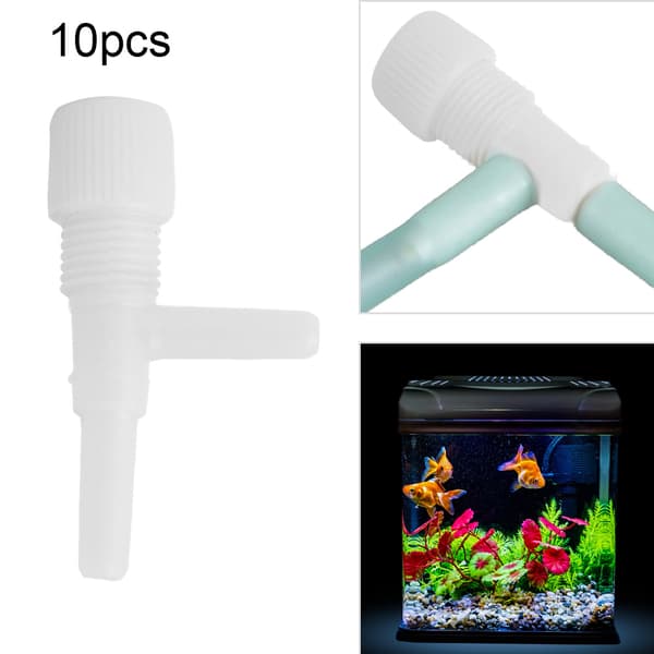 10 stk. Plast Akvarium 3-veis Luftpumpe Kontrollventiler Hvit