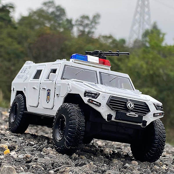 1:24 Jeepar Refit Legering Pansarbil Modell Diecast Toy Terrängfordon Tank Modell Metall Polis Explosionssäker Bil Barnpresent