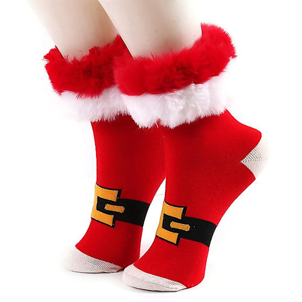 Damstrumpor i fuskpäls jul Fleece Xmas Socks