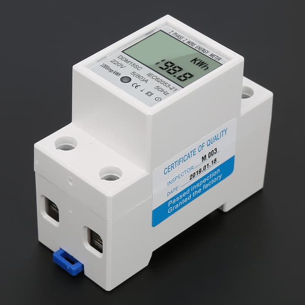 DDM15SC LCD Digital Display 5-80A Din Skena Elektronisk Energi KWh Mätare